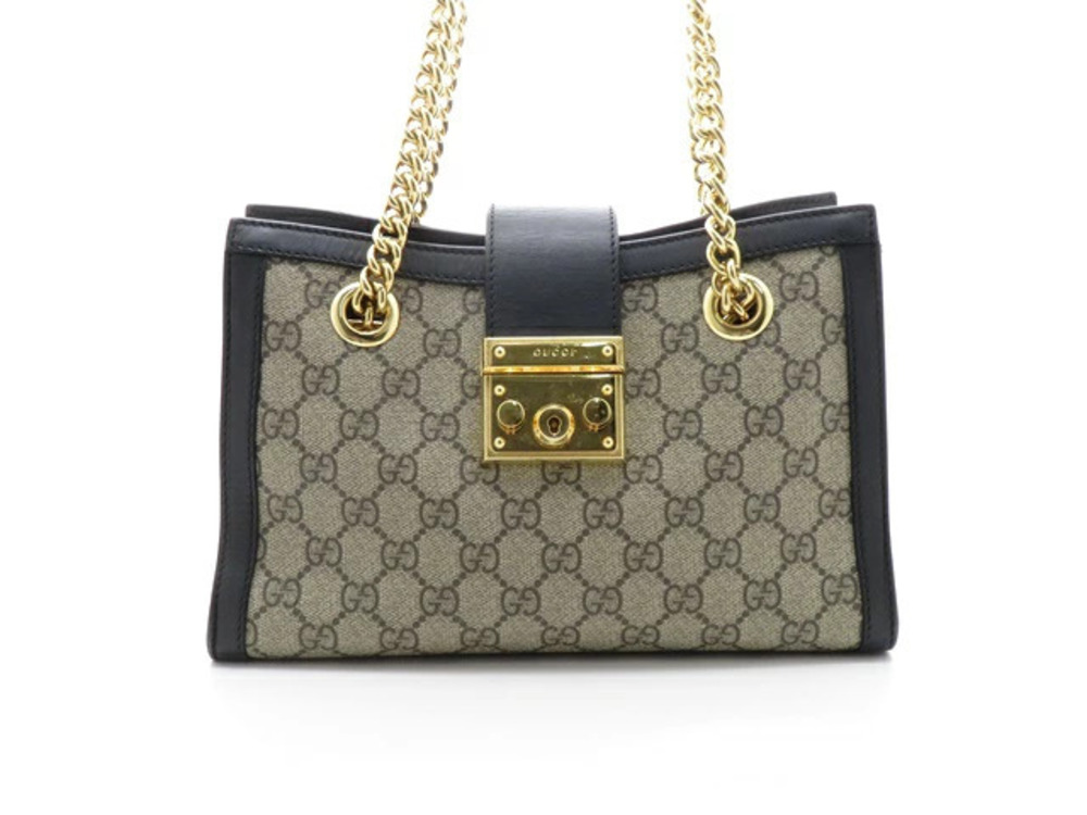 Gucci GG Supreme Padlock Bag Beige Cream Black